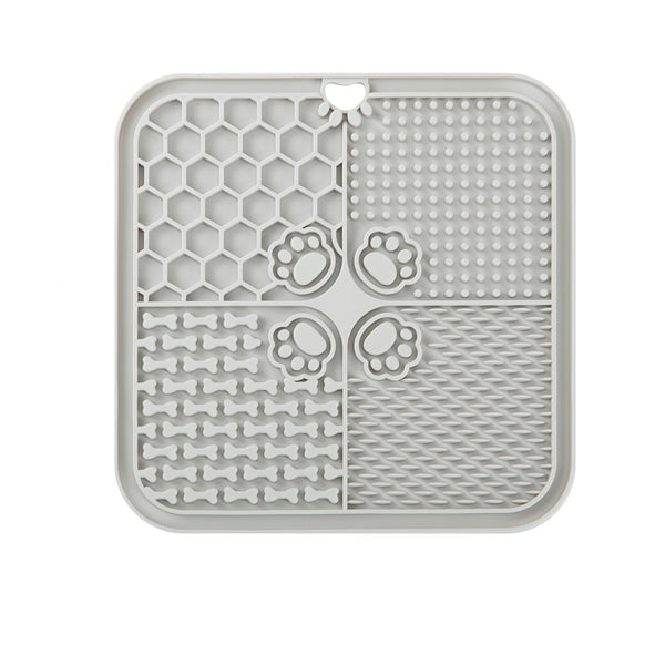 Dog Lick Mat Dog Slow Feeder Non-Slip Design Lick Mat for Dogs and Cats Boredom and Anxiety ReducerSuitable for Treats Yogurt Peanut Butter (1Pack Grey)