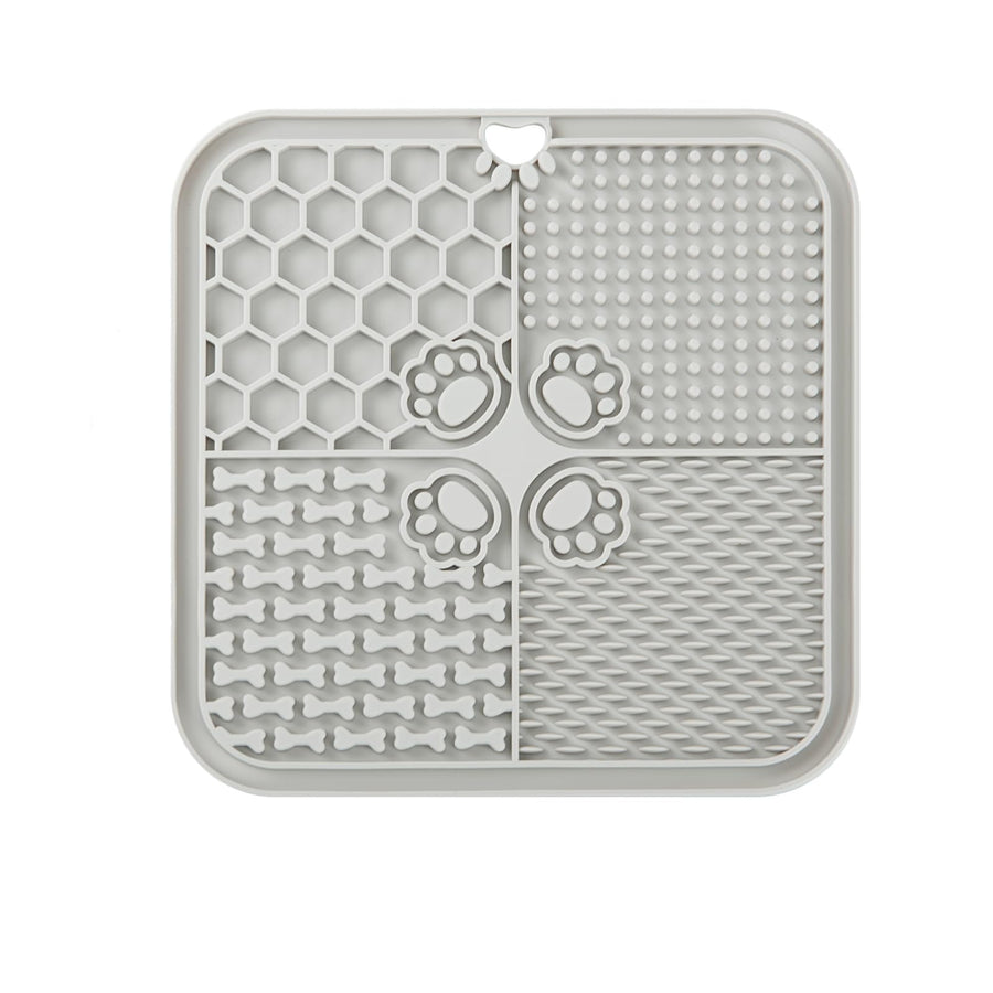Dog Lick Mat Dog Slow Feeder Non-Slip Design Lick Mat for Dogs and Cats Boredom and Anxiety ReducerSuitable for Treats Yogurt Peanut Butter (1Pack Grey)